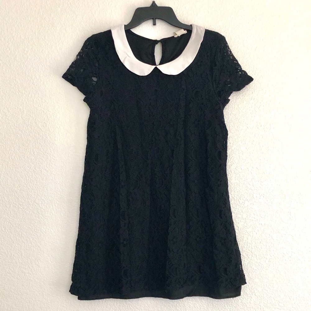Black Lace Dress with White Collar